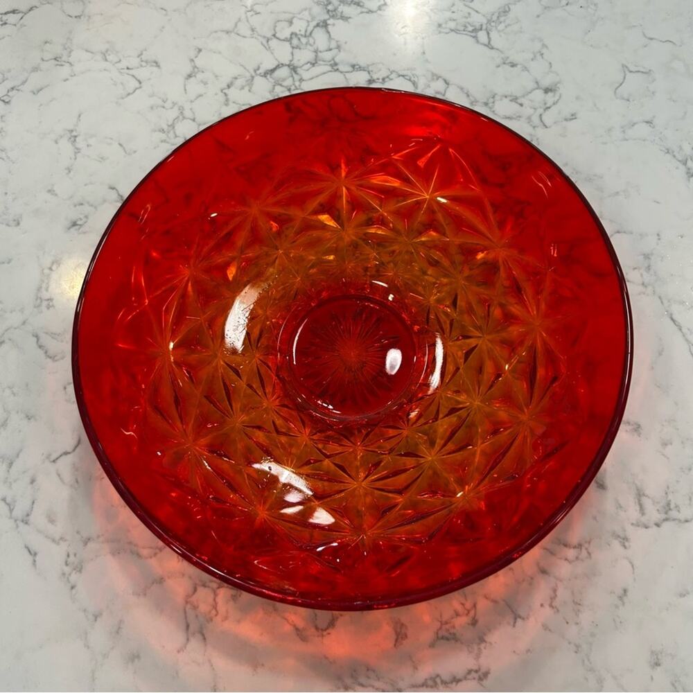Vintage Indian Glass MCM Mid‎ Century Modern Sunset Orange 12.5” Console Bowl